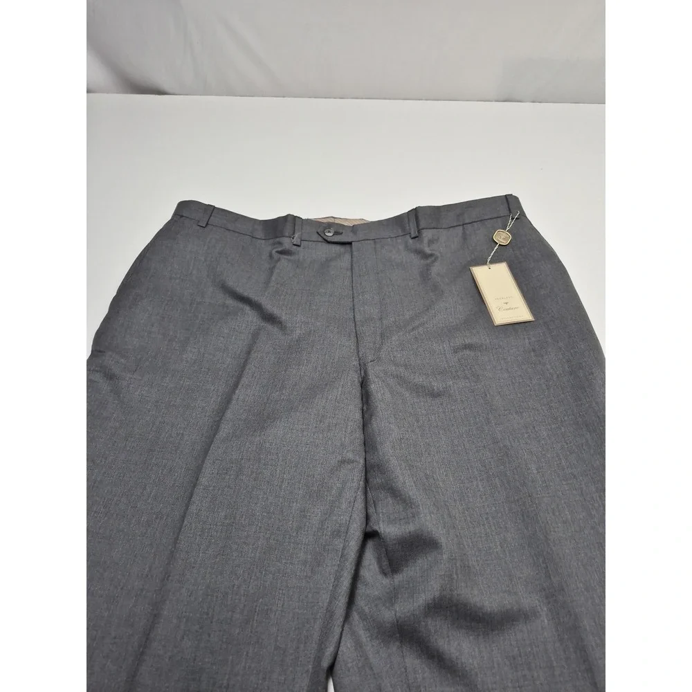 Peerless Couture International Suit Pants Men's 44x36 Gray Wool Dress Unhemmed
